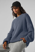 Domain Rib Knit Crew Sweater - Bluestone