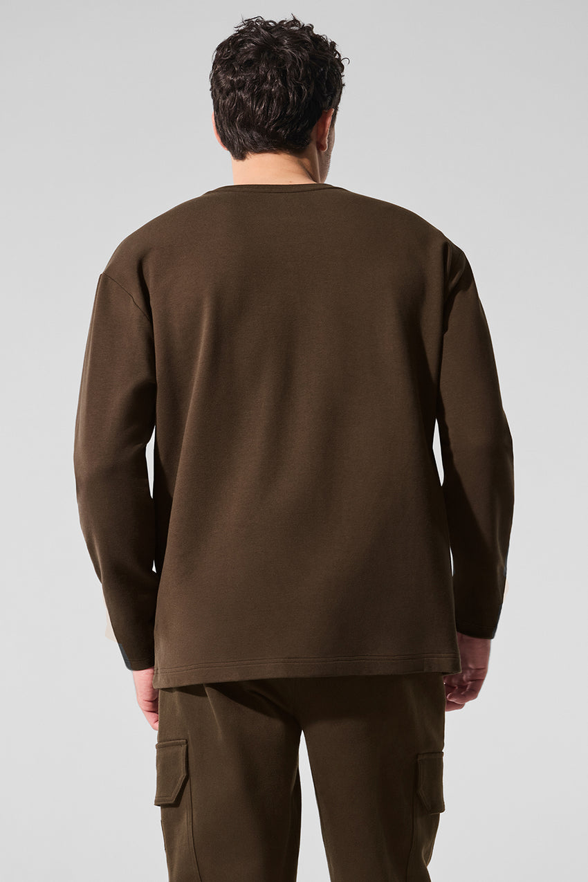 Double Take Long Sleeve Crew - Espresso