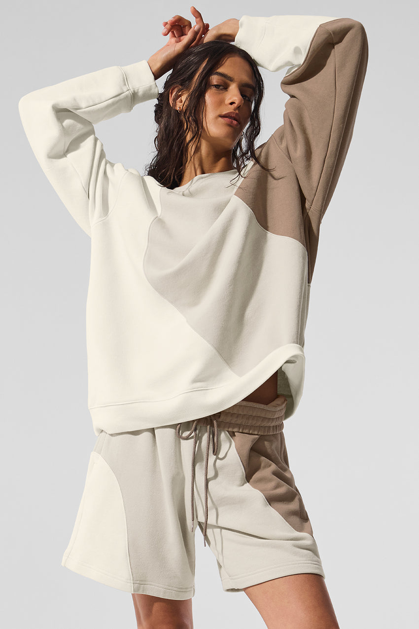 Make Waves Crew Neck Pullover - Ivory/Bone/Gravel